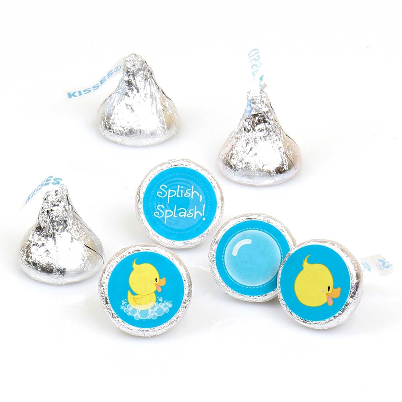 Big Dot of Happiness Ducky Duck - Baby Shower or Birthday Party Round Candy Sticker Favors - Labels Fits Chocolate Candy (1 sheet of 108)